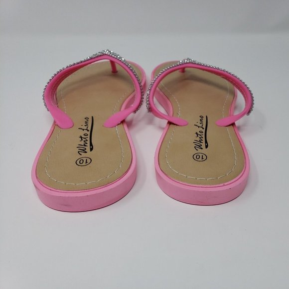 White Line Pink Thong Flip Flop Size 10 - Picture 5 of 6